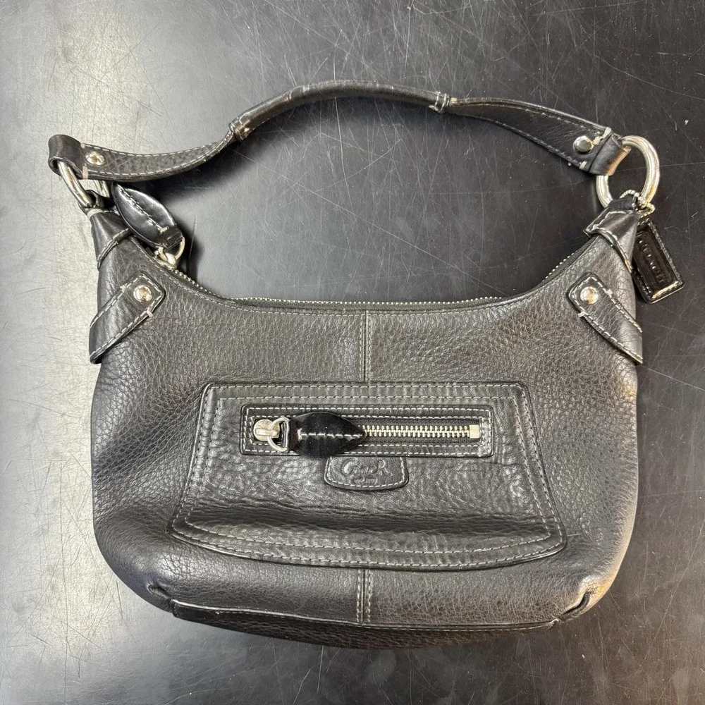 Coach Hobo Bag Penelope Black Pebble Leather  Medium  HandBag Purse Y2k Vintage